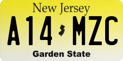 NJ license plate A14MZC
