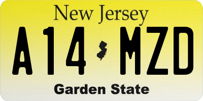 NJ license plate A14MZD