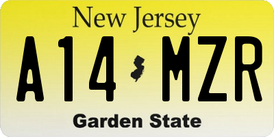 NJ license plate A14MZR