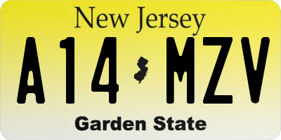 NJ license plate A14MZV