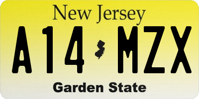 NJ license plate A14MZX