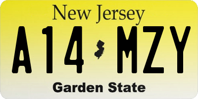 NJ license plate A14MZY