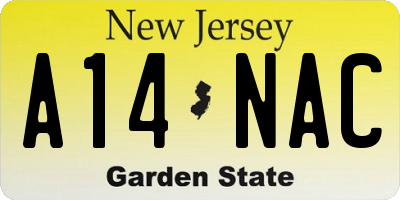 NJ license plate A14NAC