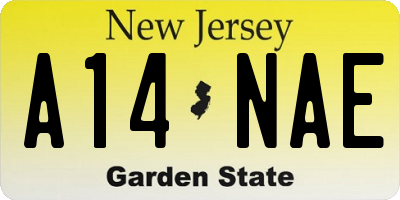 NJ license plate A14NAE