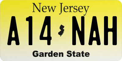 NJ license plate A14NAH