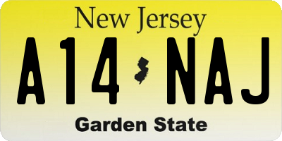 NJ license plate A14NAJ