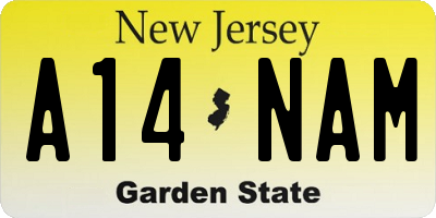 NJ license plate A14NAM