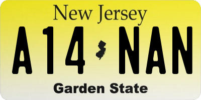 NJ license plate A14NAN