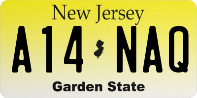NJ license plate A14NAQ