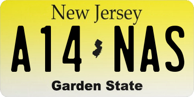 NJ license plate A14NAS