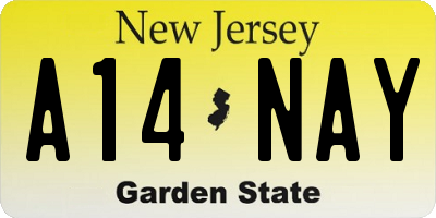 NJ license plate A14NAY