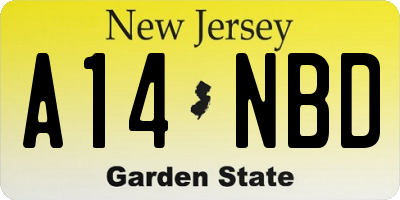 NJ license plate A14NBD