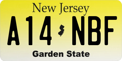 NJ license plate A14NBF