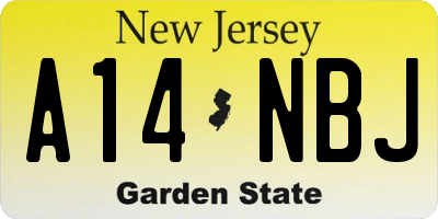 NJ license plate A14NBJ