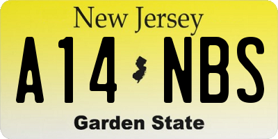 NJ license plate A14NBS