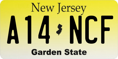 NJ license plate A14NCF