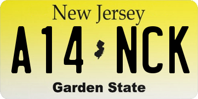 NJ license plate A14NCK