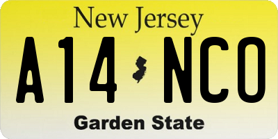 NJ license plate A14NCO