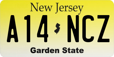 NJ license plate A14NCZ