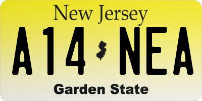 NJ license plate A14NEA