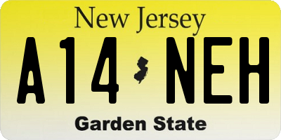 NJ license plate A14NEH