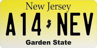 NJ license plate A14NEV
