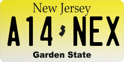 NJ license plate A14NEX