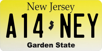 NJ license plate A14NEY
