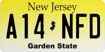 NJ license plate A14NFD