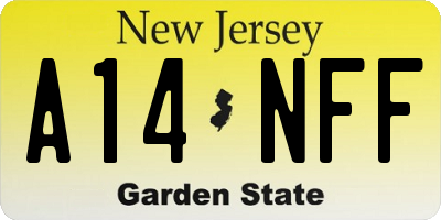 NJ license plate A14NFF