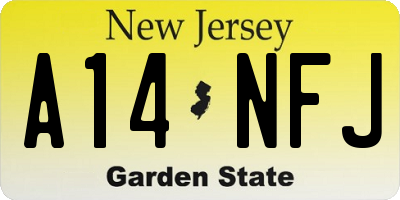 NJ license plate A14NFJ