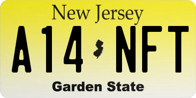 NJ license plate A14NFT