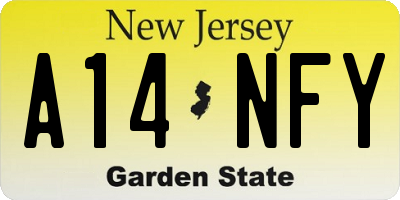 NJ license plate A14NFY