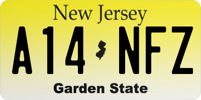 NJ license plate A14NFZ