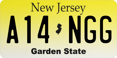 NJ license plate A14NGG