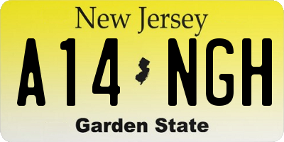 NJ license plate A14NGH