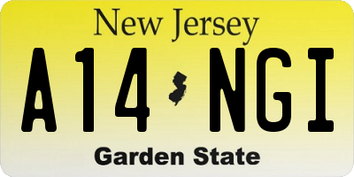 NJ license plate A14NGI