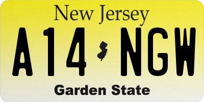 NJ license plate A14NGW
