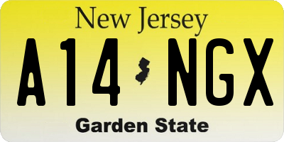 NJ license plate A14NGX