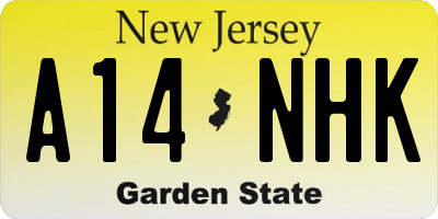 NJ license plate A14NHK