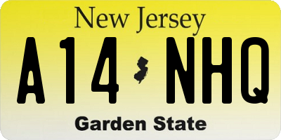 NJ license plate A14NHQ
