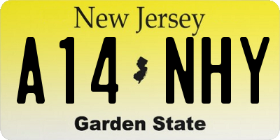 NJ license plate A14NHY