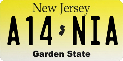 NJ license plate A14NIA