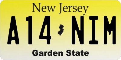 NJ license plate A14NIM
