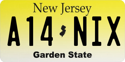 NJ license plate A14NIX