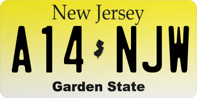 NJ license plate A14NJW