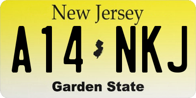 NJ license plate A14NKJ