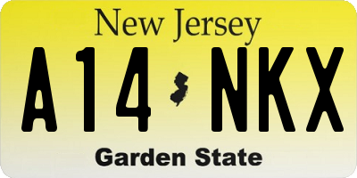 NJ license plate A14NKX