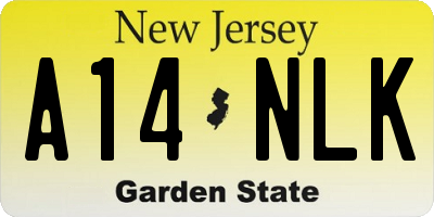 NJ license plate A14NLK