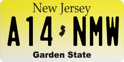 NJ license plate A14NMW